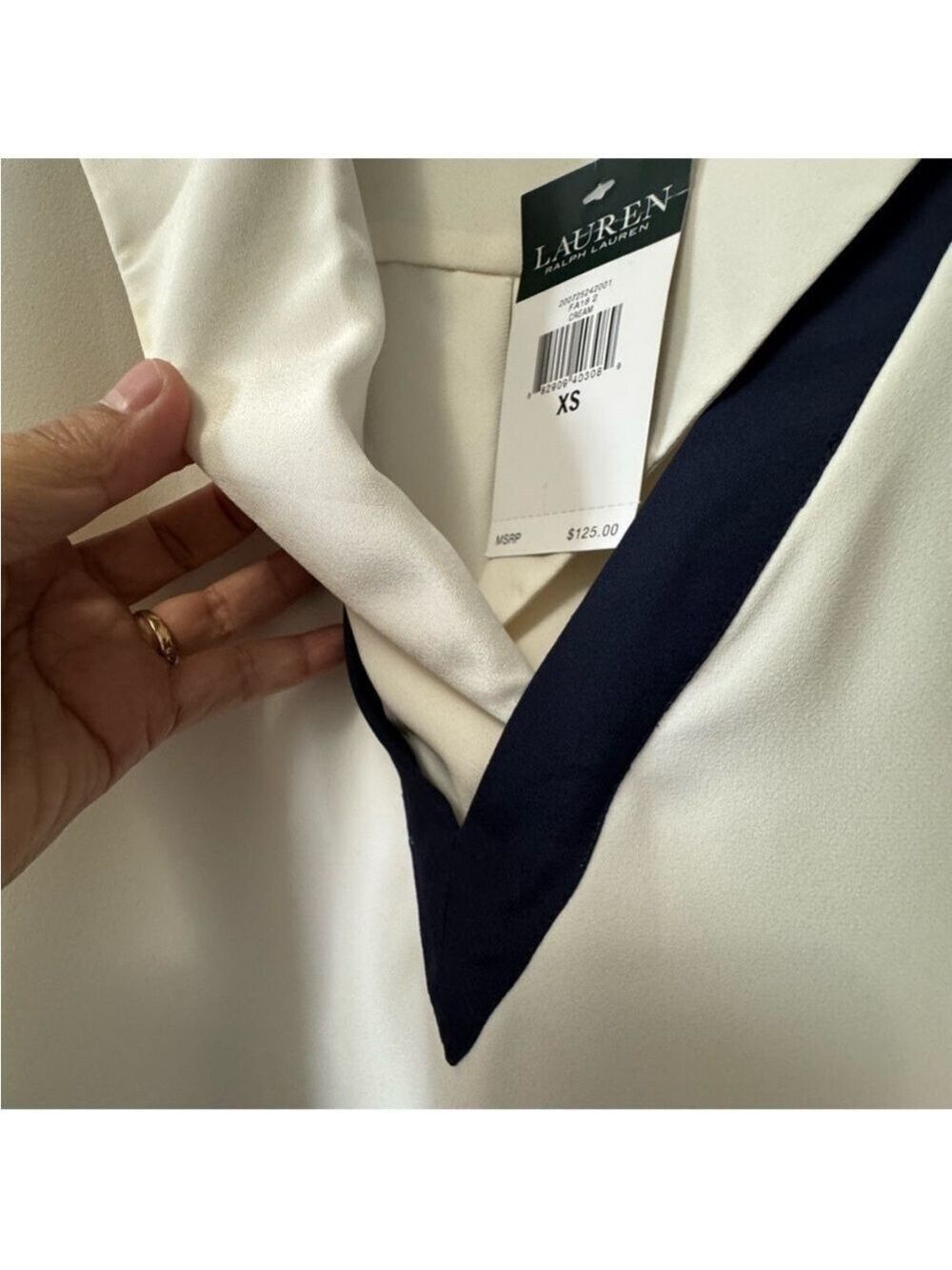Lauren Ralph Lauren Cream Buttoned Blouse with Notched Collar - Picture 6 of 15